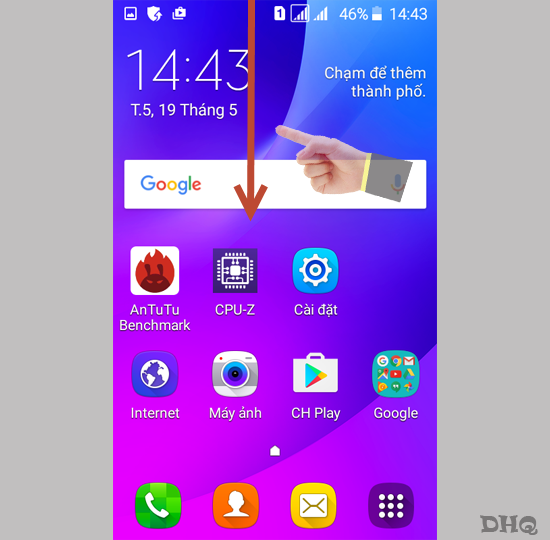 Vuốt từ trên xuống dưới